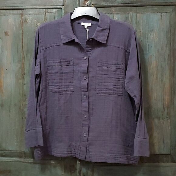 Johnny Was Calme Women's Double Packet Shacket,  Color Graphite Size Medium - Picture 3 of 8